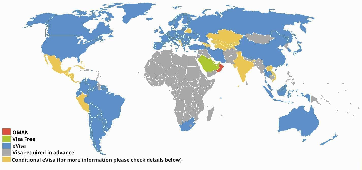 Oman visa map