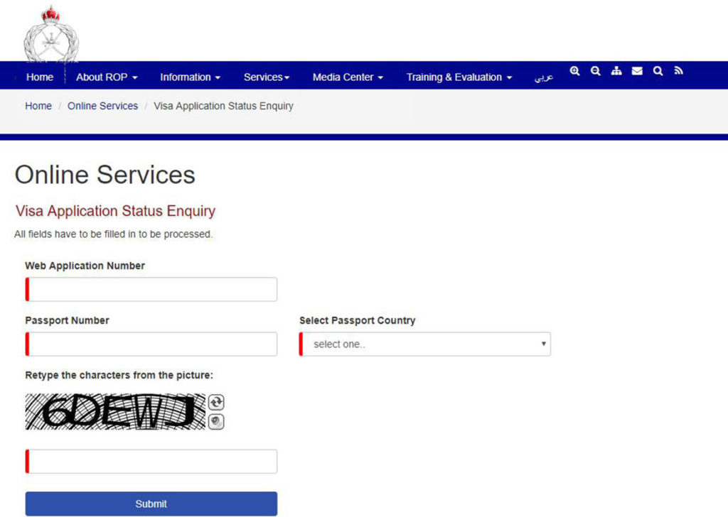 Visa check online