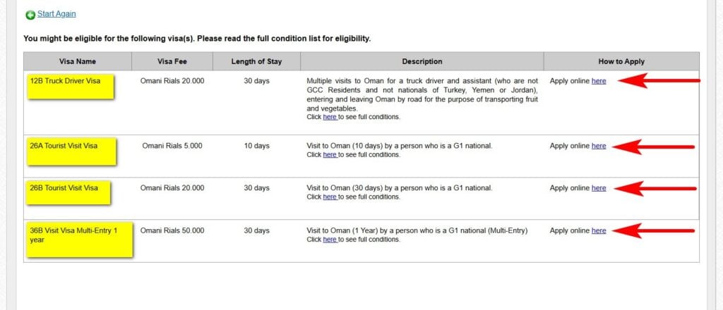 Choose Visa Type