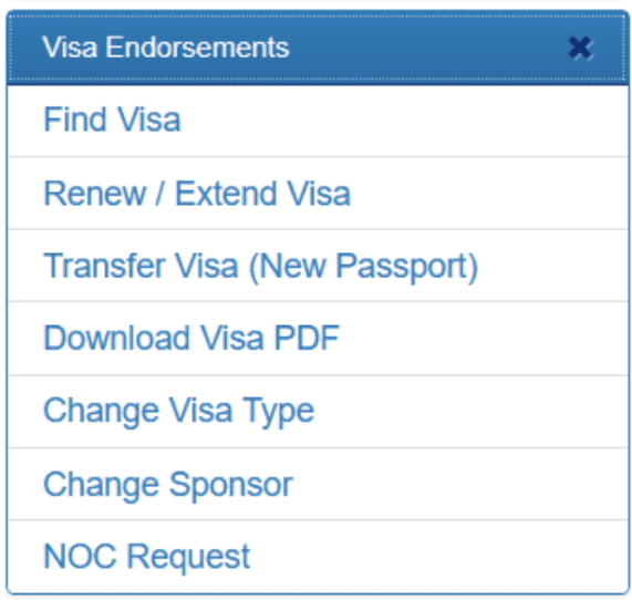 Visa endorsements